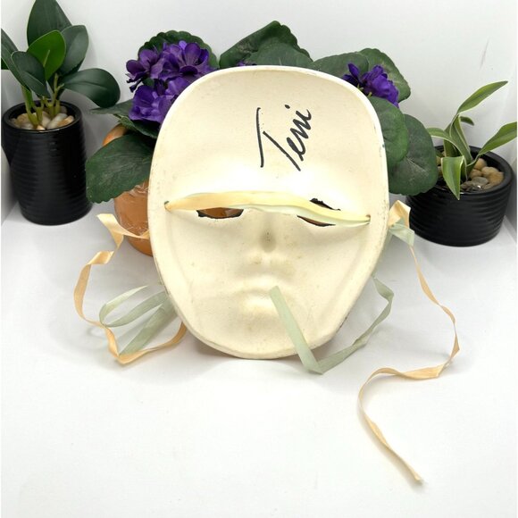 Hand-Painted Ceramic Venetian Mask With Ribbon Ties - Picture 7 of 8